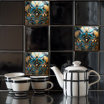 Carreau Art Nouveau Vintage<br><div class="desc">Beau carrelage art déco avec une géométrique, motif en noir, or et turquoise. #contenu génératif</div>