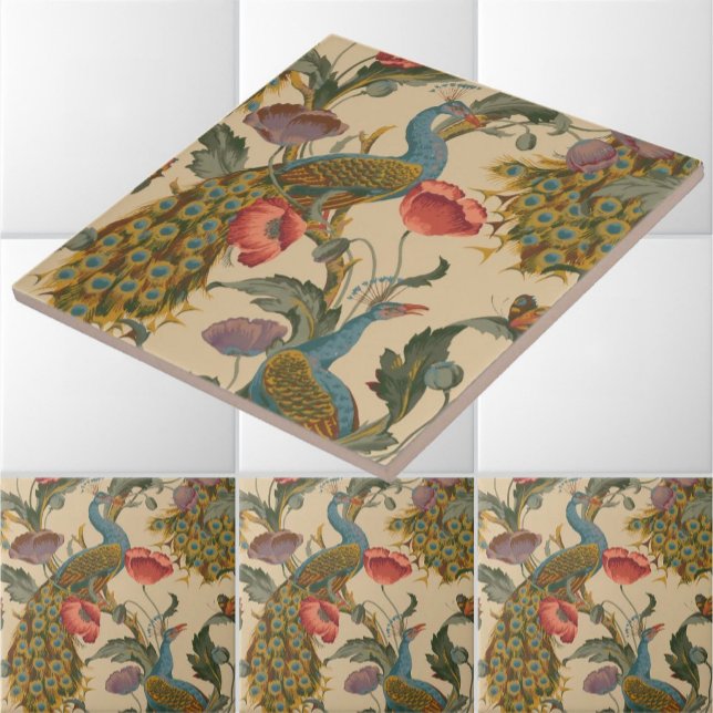 Carreau Art Nouveau vintage 1890 Le Motif Peacock (Créateur téléchargé)