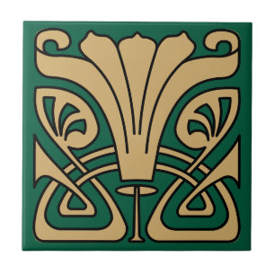 Carreau Art Nouveau vintage 1907 Frise Ornement Floral