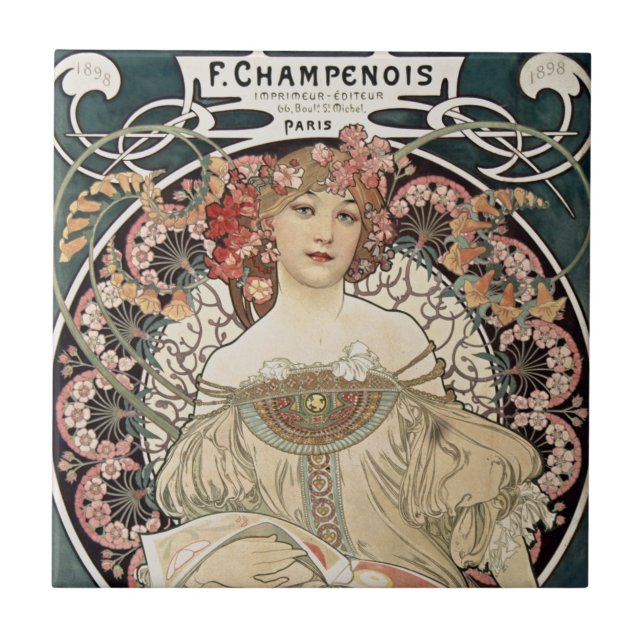 Carreau Art Nouveau vintage Alphonse Mucha Art Peinture (Devant)