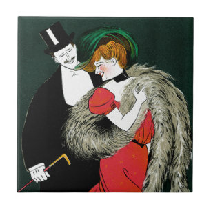 Carreau Art Nouveau Vintage, Amour Romantique de Mode Ital