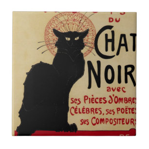 Carreau Art Nouveau vintage, Ce Soir Chat Noir Chat Noir