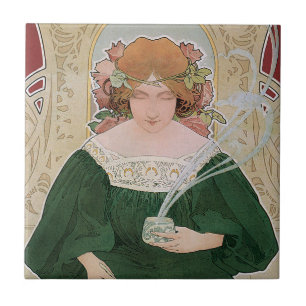 Carreau Art Nouveau vintage Helm Cacao par Privat Livemont