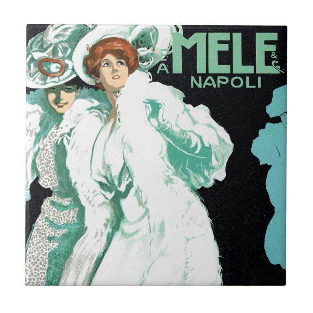 Carreau Art Nouveau vintage, Mode italienne, Femmes fantai (Devant)