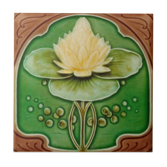 Carreau Art Nouveau Water Lily Antique Reproduction (Devant)