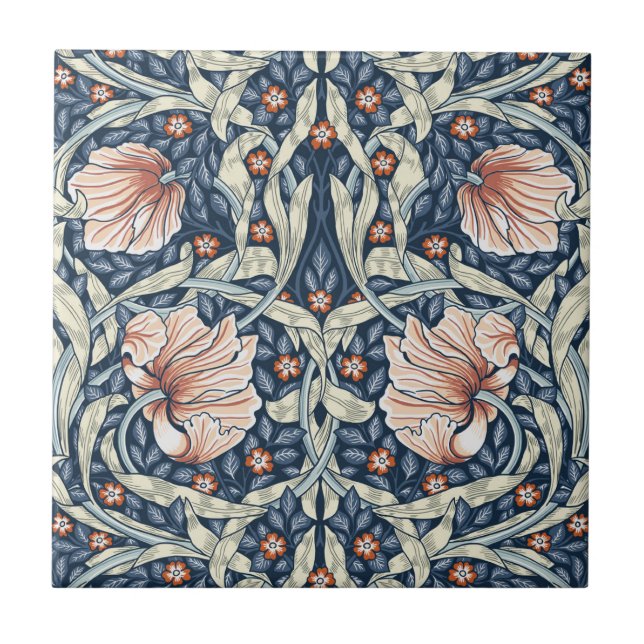 Carreau Art Nouveau, William Morris pimpernel design flora (Devant)