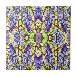 Carreau Art Nouveau Wisteria Faux Motif en verre tendu