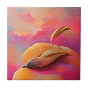 Carreau Art numérique abstrait de pêche à la mangue