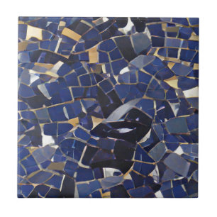 Carreau art numérique en mosaïque marine bleu angle