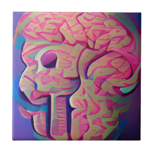 Carreau Art numérique géométrique du cerveau rétroéclairé