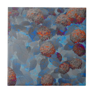 Carreau Art numérique motif de fleurs de couleur orange bl