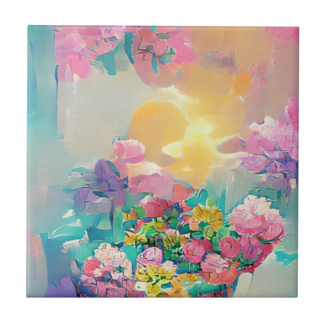 Carreau Art numérique rose et jaune (Devant)