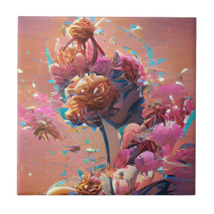 Carreau Art numérique rose orange