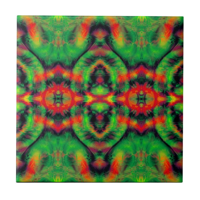 Carreau Art numérique rouge jaune vert Abstrait Motif (Devant)