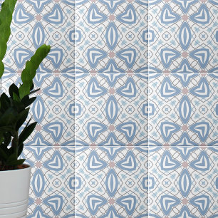 Carreau Art Op Bleu Et Blanc Abstrait Géométrique Moderne