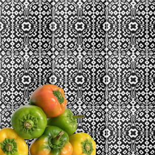 Carreau Art Op Géométrique Noir Et Blanc Contemporain