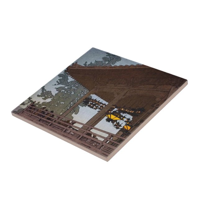 Carreau Art oriental frais de paysage de nuit de Yoshida (Côté)