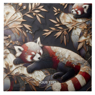 Carreau Art Panda Rouge Imaginaire mignon
