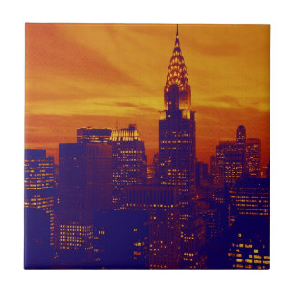 Carreau Art pop orange bleu New York City
