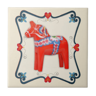 Carreau Art populaire de cheval de Dala de Suédois encadré