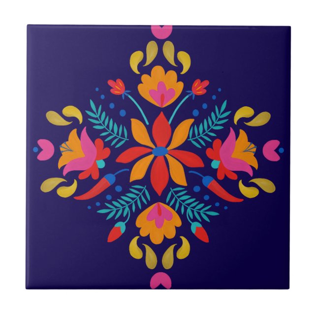 Carreau Art populaire mexicain coloré Floral (Devant)