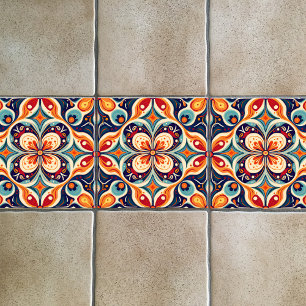 Carreau Art populaire mexicain revisité floral