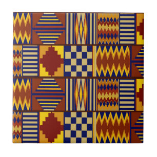 Carreau Art populaire tribal - Rust Navy Jaune