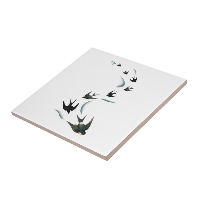 Carreau Art vintage d'oiseaux d'hirondelle (Côté)