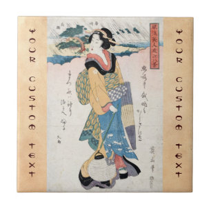 Carreau art vintage japonais de l'ukiyo-e scroll geisha Co