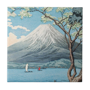 Carreau Art vintage japonais du mont Fuji et du lac Yamana