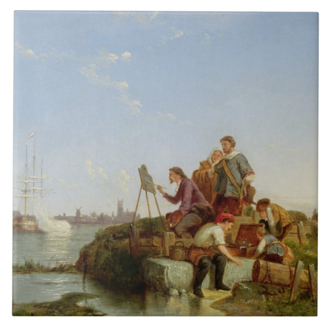 Carreau Artiste à son chevalet et expédition au-delà, 1894 (Devant)