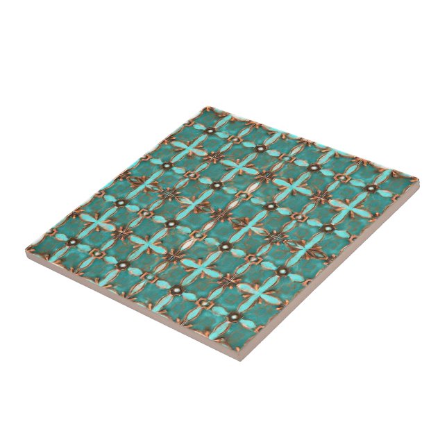 Carreau Artiste d'esthétique turquoise et verte (Côté)