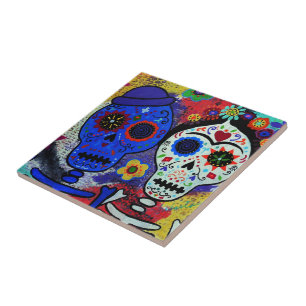 CARREAU ARTISTE MEXICAIN LOVERS DIA DE LOS MUERTOS