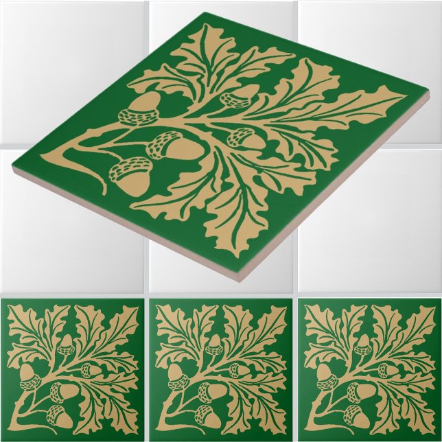 Carreau Arts & Crafts de style médiéval feuilles de chêne  (Créateur téléchargé)