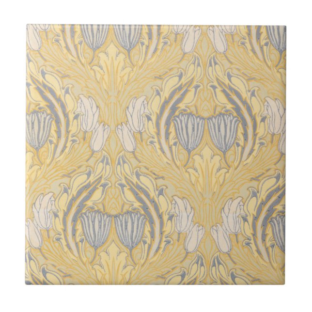 Carreau Arts et artisanat Walter Crane Tulipes blanches bl (Devant)