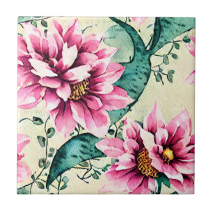 Carreau Arts modernes vintage floraux mignons peints à la 