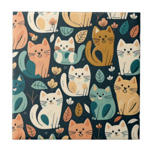 Carreau Artsy Chat Motif mignonne