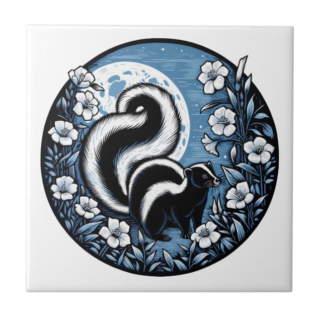 Carreau Artwork de Skunk Flower Skunks Floral (Devant)