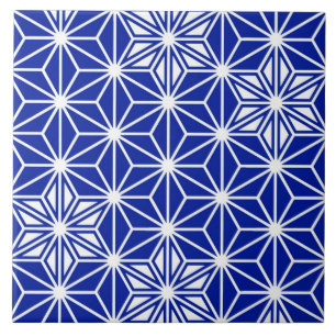 Carreau Asanoha japonais / Motif étoile, Bleu de Cobalt