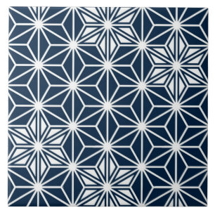 Carreau Asanoha japonais ou Motif étoile, Navy Blue