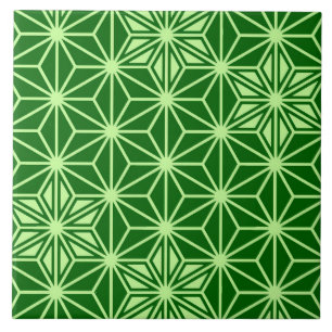 Carreau Asanoha Motif japonais, Emerald and Lime Green