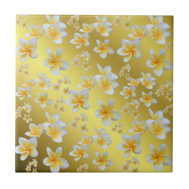 Carreau asiatique, jaune, blanc, fleur, brillant, or, flor (Devant)