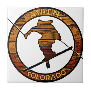 Carreau Aspen Colorado cercle de ski en bois