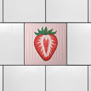 Carreau Assez Rose Risographe Demi Fraise & Rayures