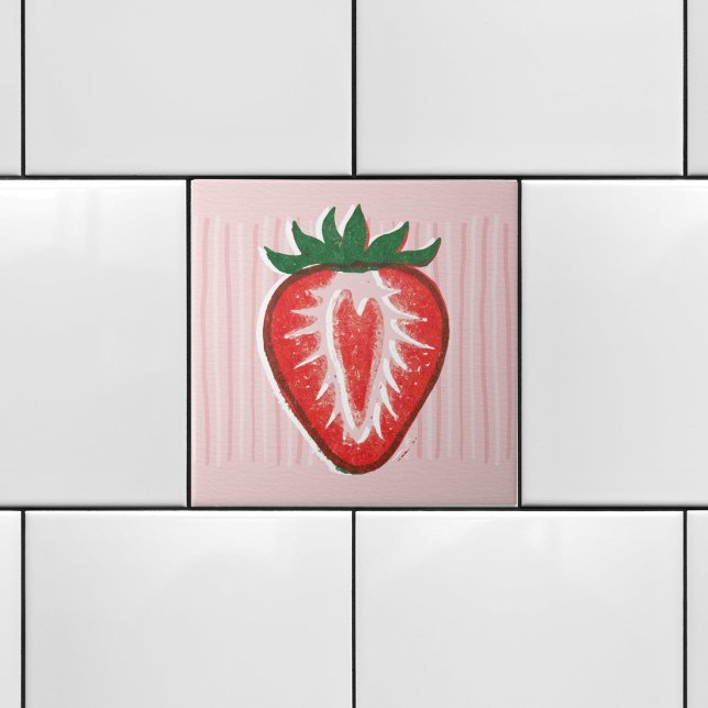 Carreau Assez Rose Risographe Demi Fraise & Rayures  (Créateur téléchargé)