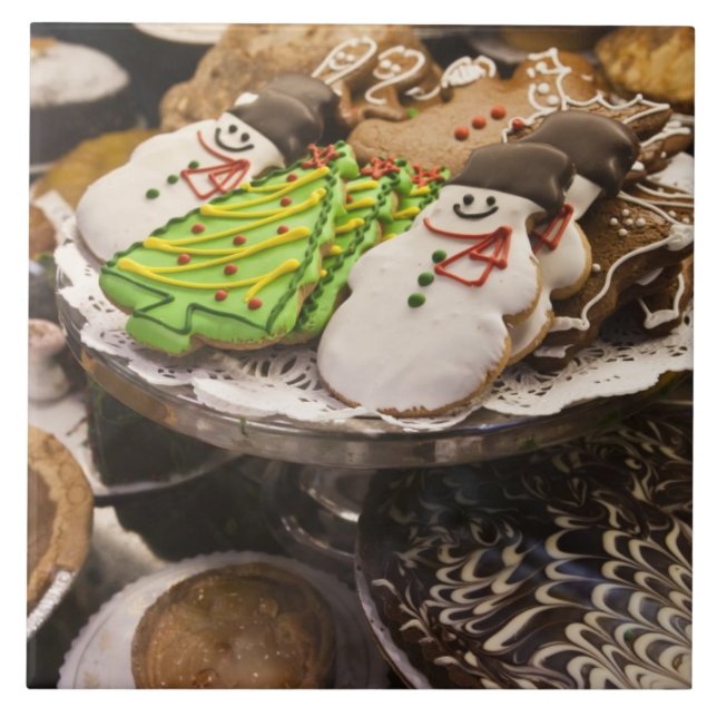 Carreau Assiette de biscuits de Noël frais (Devant)