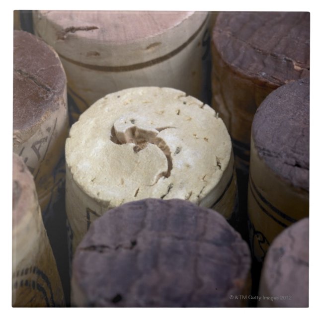 Carreau Assortiment des lièges utilisés, macro. Les lièges (Devant)