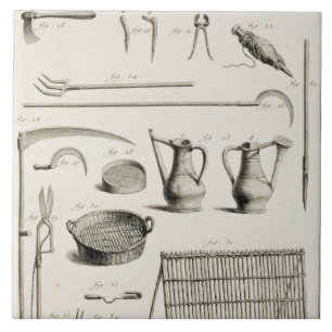 Carreau Assortiment des outils de jardinage, du 'Encyclope