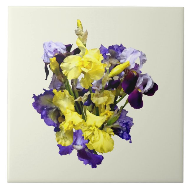 Carreau Assortiment d'Irises jaune et violet (Devant)