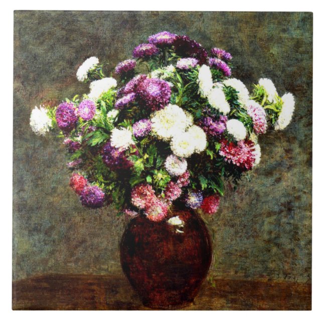 Carreau Asters dans un Vase - Henri Fantin-Latour peinture (Devant)